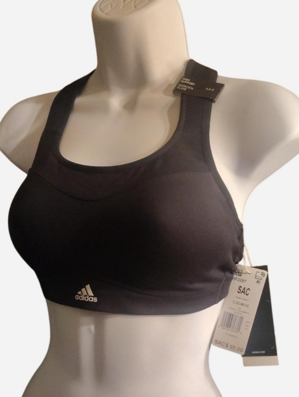 adidas Black High-Impact Racerback Sports Bra with Logo